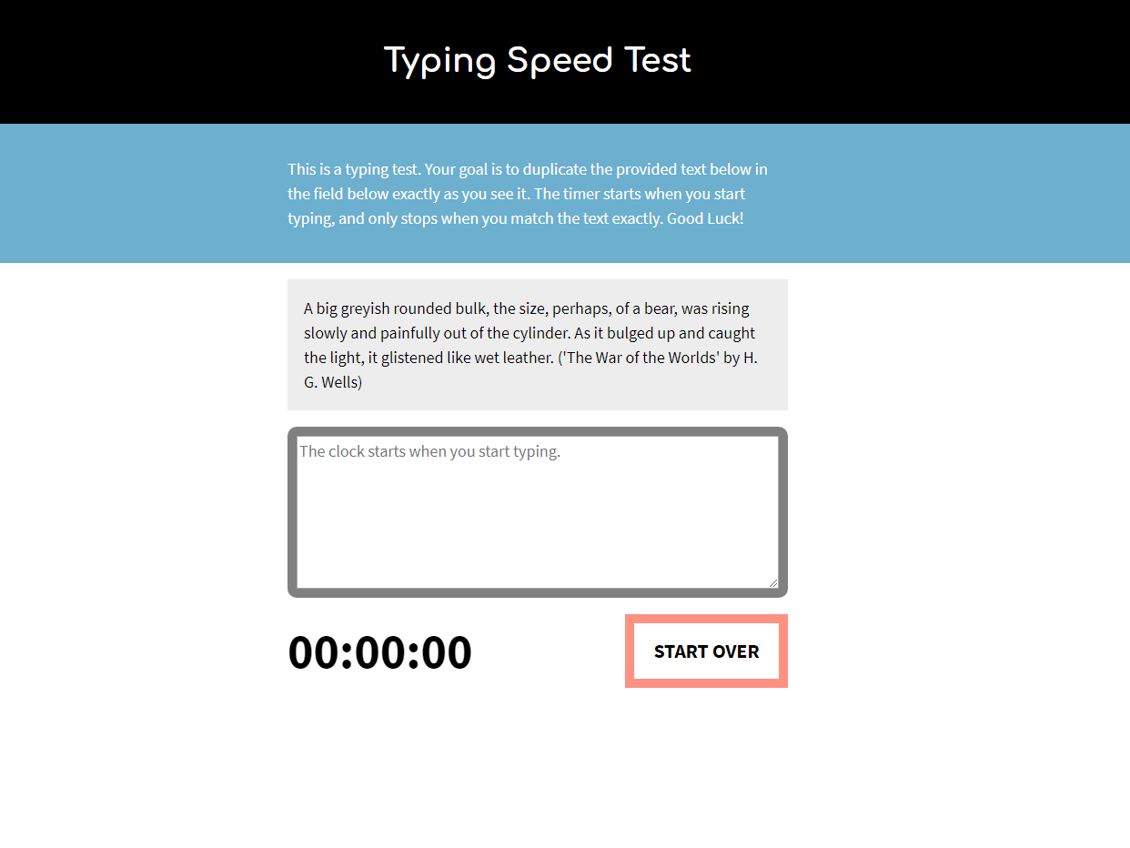 Preview of Typing Test Website